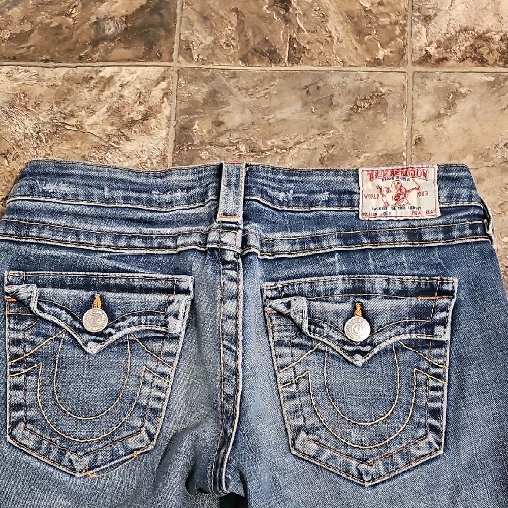 True Religion Women's Flare Low Rise Blue Jeans Size 28 - Picture 10 of 11